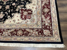 Pak Persian Rug 8.8 x 10.6, Floral Medallion, Wool and Silk Hand Knotted Fine Oriental Carpet, Elegant Rug, Black Gray Burgundy, Room Sized - Jewel Rugs