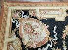 9' X 12' Handmade French Aubusson Savonnerie Needlepoint Rug Black Beige Nice - Jewel Rugs