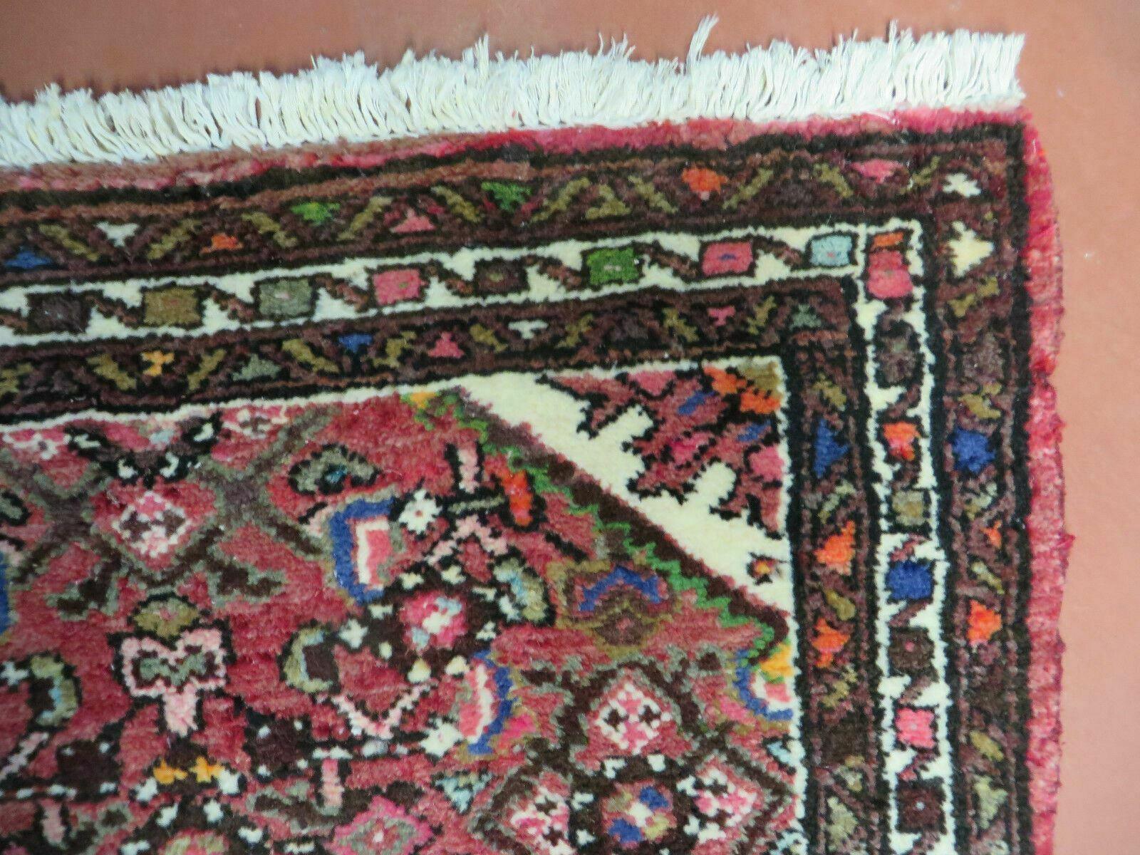 2.5' X 4' Vintage Red Handmade Indian Floral Oriental Rug - Jewel Rugs