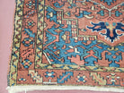 Antique Persian Karajeh Heriz Rug, Red & Blue, Hand-Knotted, Wool, 3' 1" x 4' 3" - Jewel Rugs