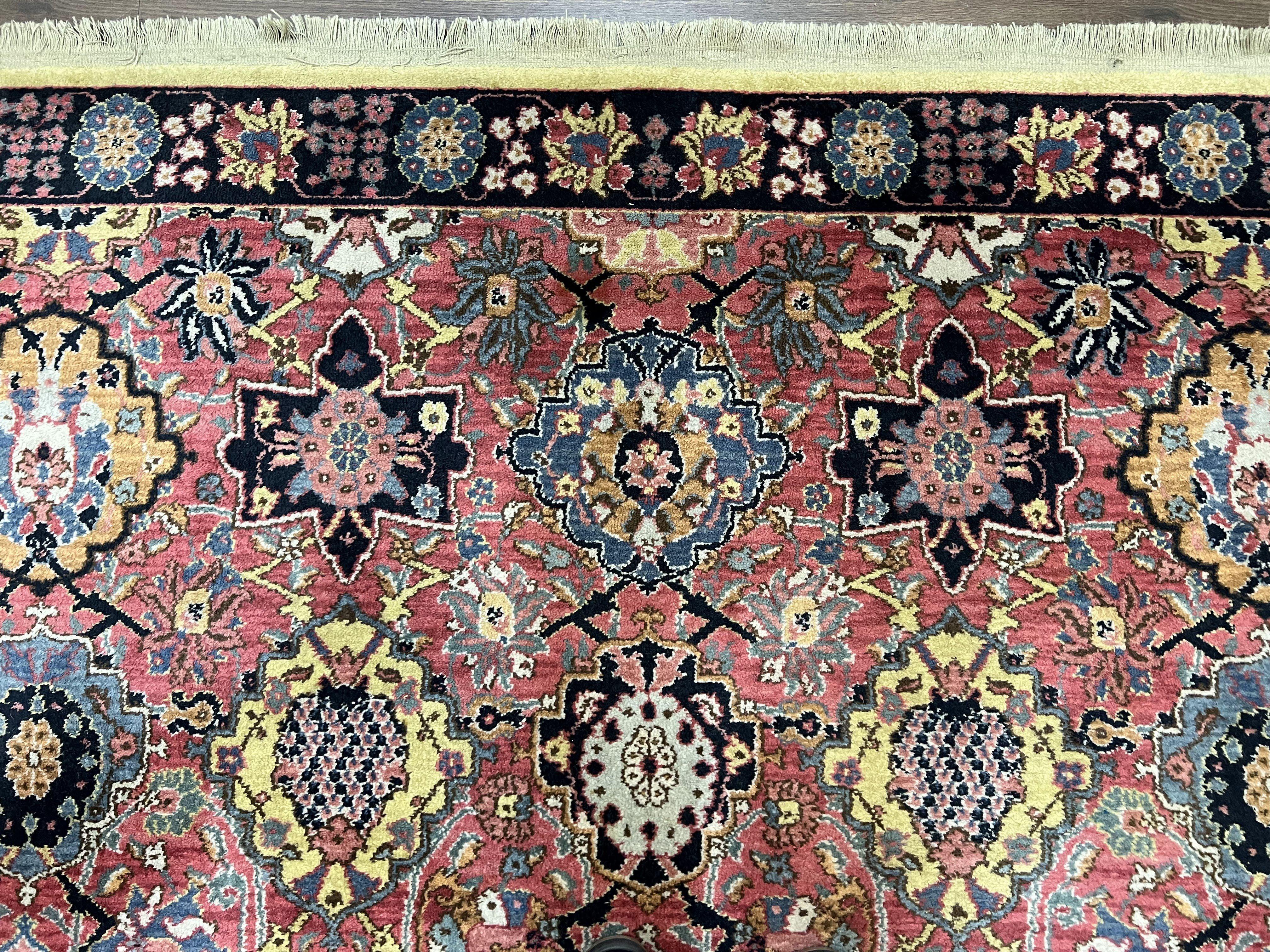 Karastan Rug 8.3 x 11.7, Karastan Williamsburg Rug Kirman Vase #557, Vintage Discontinued Wool Karastan Area Rug Red Oriental Floral Allover - Jewel Rugs