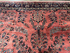 Indo Sarouk Rug 10x14, Vintage Indian Persian Area Rug 10 x 14, Wool Hand-Knotted Oriental Carpet, Red Floral Allover Large Rug, Beautiful - Jewel Rugs