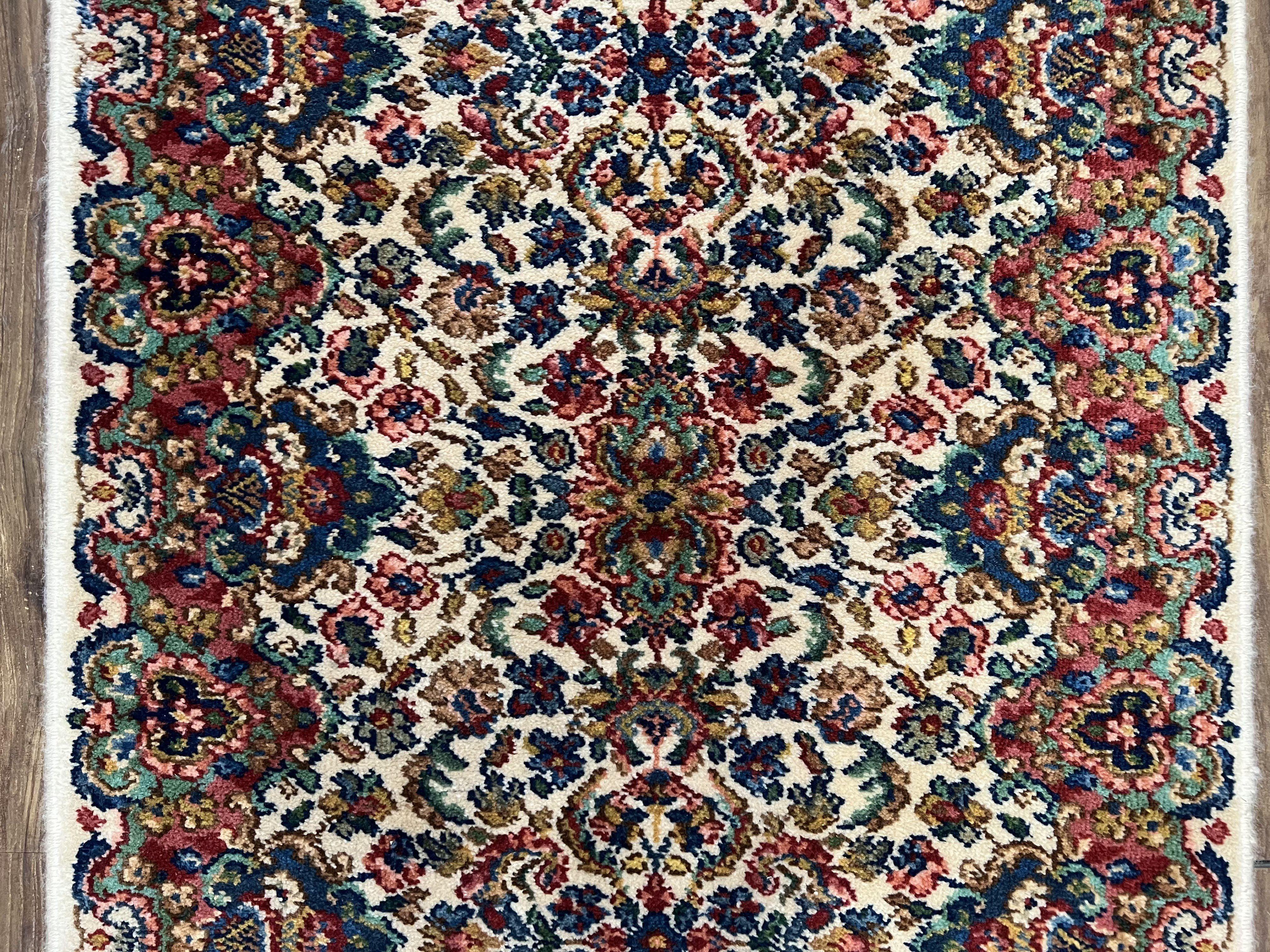 Karastan Floral Kirman Rug #742, Karastan Runner Small 2.7 x 5.5, Karastan Wool Rug, Vintage Karastan Small Karastan Mat Original 700 Series - Jewel Rugs