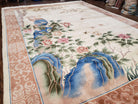 9x12 Handmade Art Deco Wool Chinese Rug 120 Lines Butterflies Flowers 8'8" X 12' - Jewel Rugs