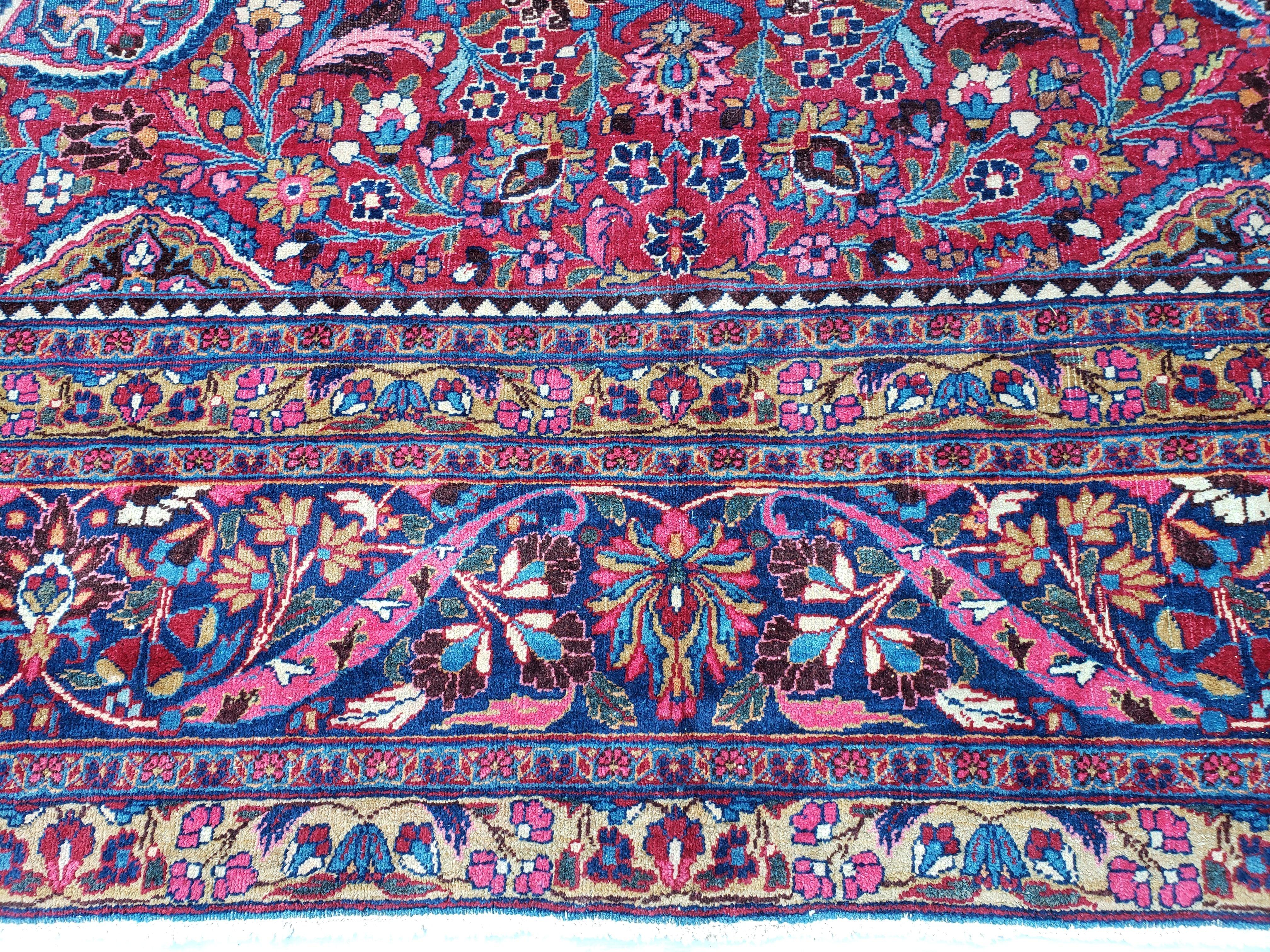 Antique Persian Mashad Oversized Area Rug, 12x17, Red, Wool, Hand-Knotted, Low Pile - Jewel Rugs