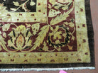 11' X 15' Vintage Hand Knotted Indian Agra Wool Rug Hand Made Dark Brown Floral - Jewel Rugs