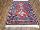 4x6 Western Kurdistan Kurdish Carpet Senneh Wool Area Rug Veg Dyes Red Blue Nice - Jewel Rugs