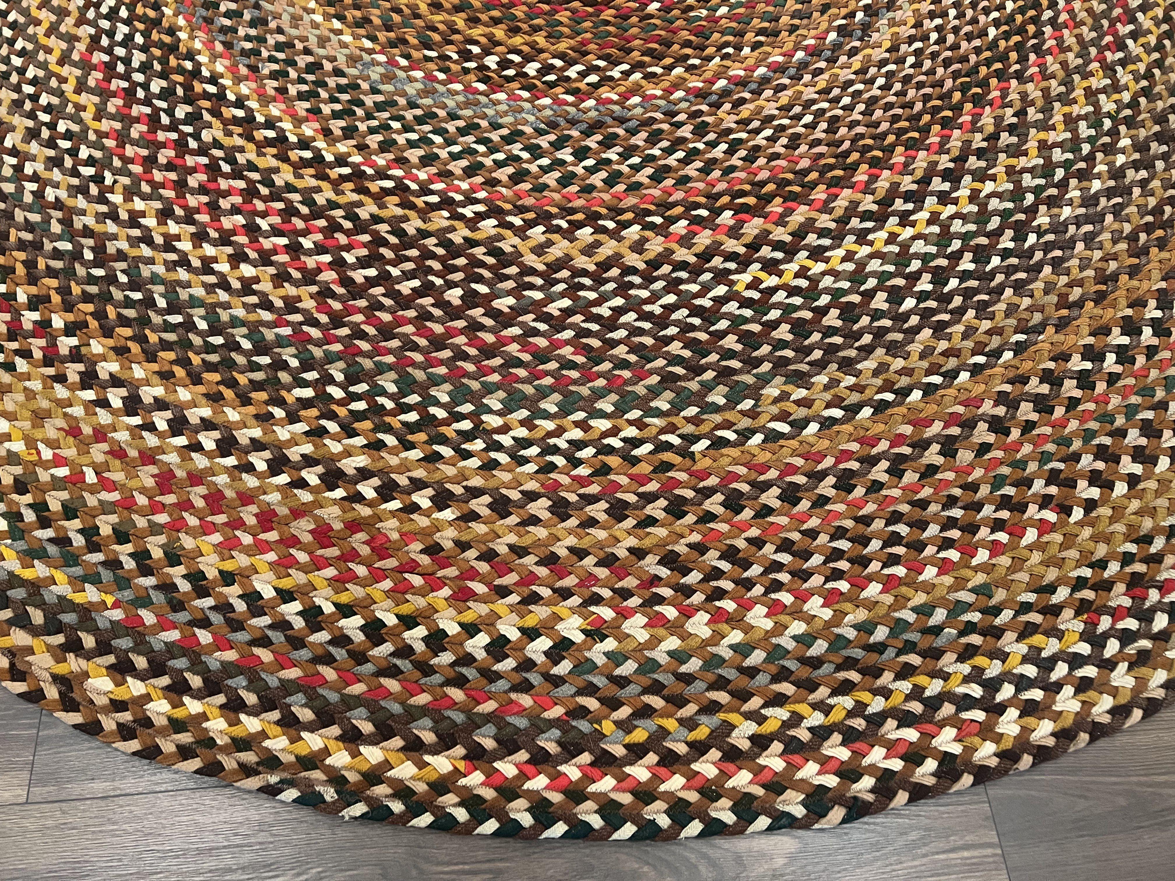 Antique American Braided Rug 10 x 10 ft Multicolor Round Rug 10x10, Vintage Large Round Rug, 10ft Circular Area Rug, Colorful Round Carpet - Jewel Rugs