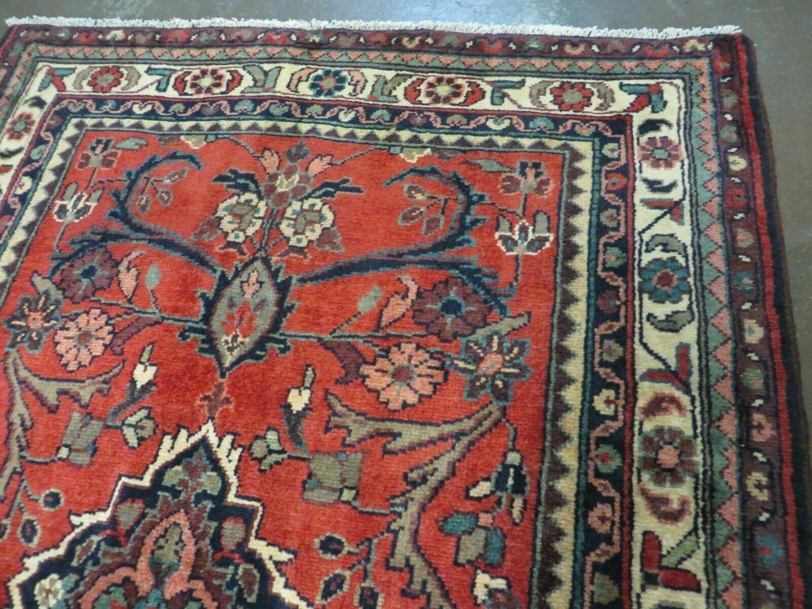 3' 8" X 10' 3" Antique Handmade Turkish Wool Runner Red Rug - Jewel Rugs