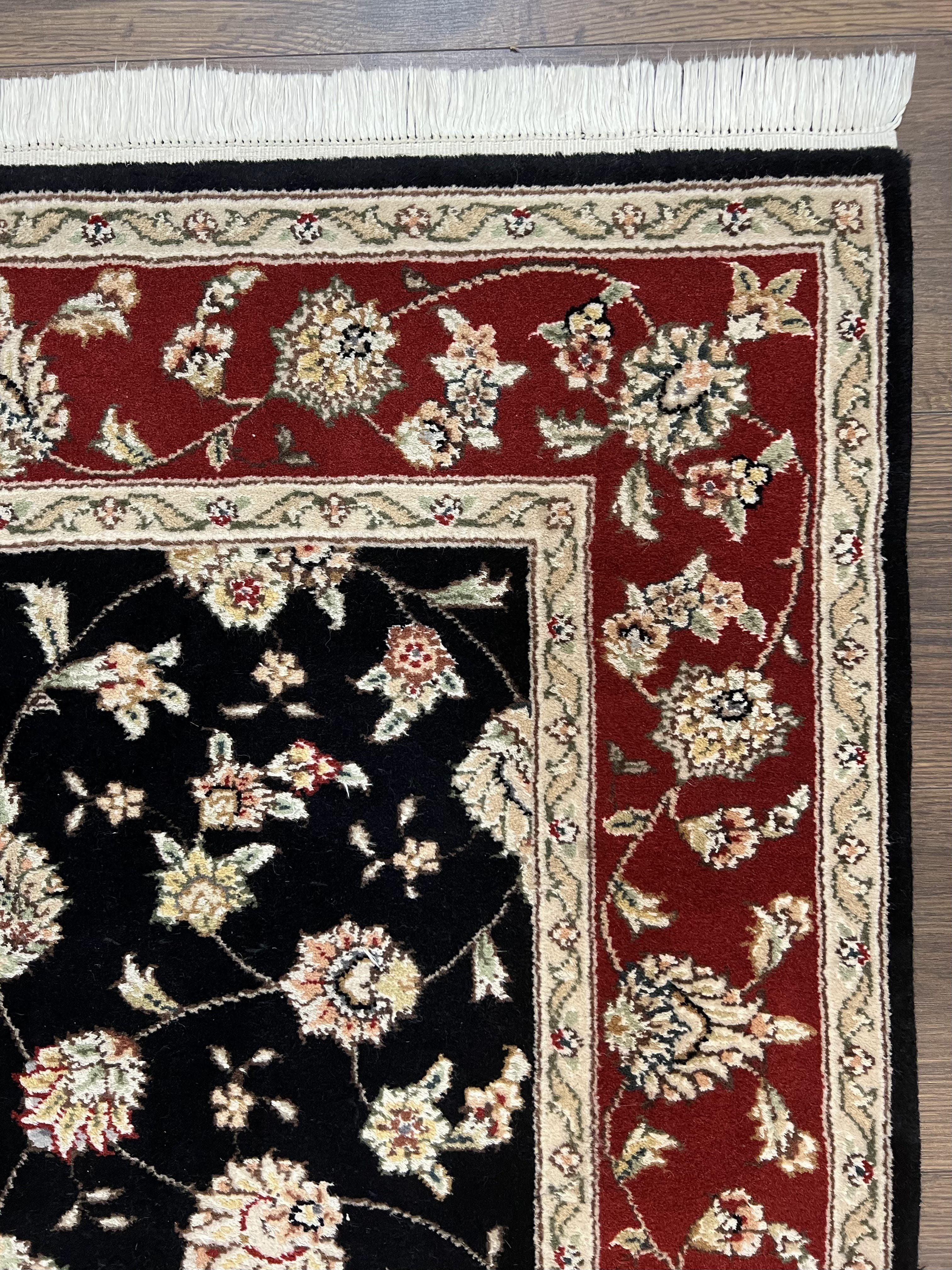 Pak Persian Rug 3x5, Black and Red, Floral Allover, Vintage Hand Knotted Wool Oriental Carpet, Pakistani Rug, Small Handmade Area Rug 3 x 5 - Jewel Rugs