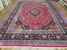 8' X 11' Vintage Handmade Authentic Oriental Wool Rug Pink/Red Teal Wow - Jewel Rugs