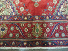 Persian Tabriz Rug 9x13 - Red Blue and Cream Rug - Floral Medallion Rug - Semi Open Field - Hand Knotted Rug - Antique Rug 9 x 13 Vintage Wool Rug - Jewel Rugs