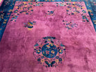 Antique Chinese Art Deco Rug 9x12 Purple Rug, Magenta Chinese Nichols Rug 9 x 12, Antique Art Deco Carpet, Peking Rug, Rare Antique Wool Rug - Jewel Rugs