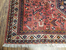 Semi Antique Persian Shiraz Rug, Red and Black, Hand-Knotted, Wool, 6'11" x 9'4" - Jewel Rugs