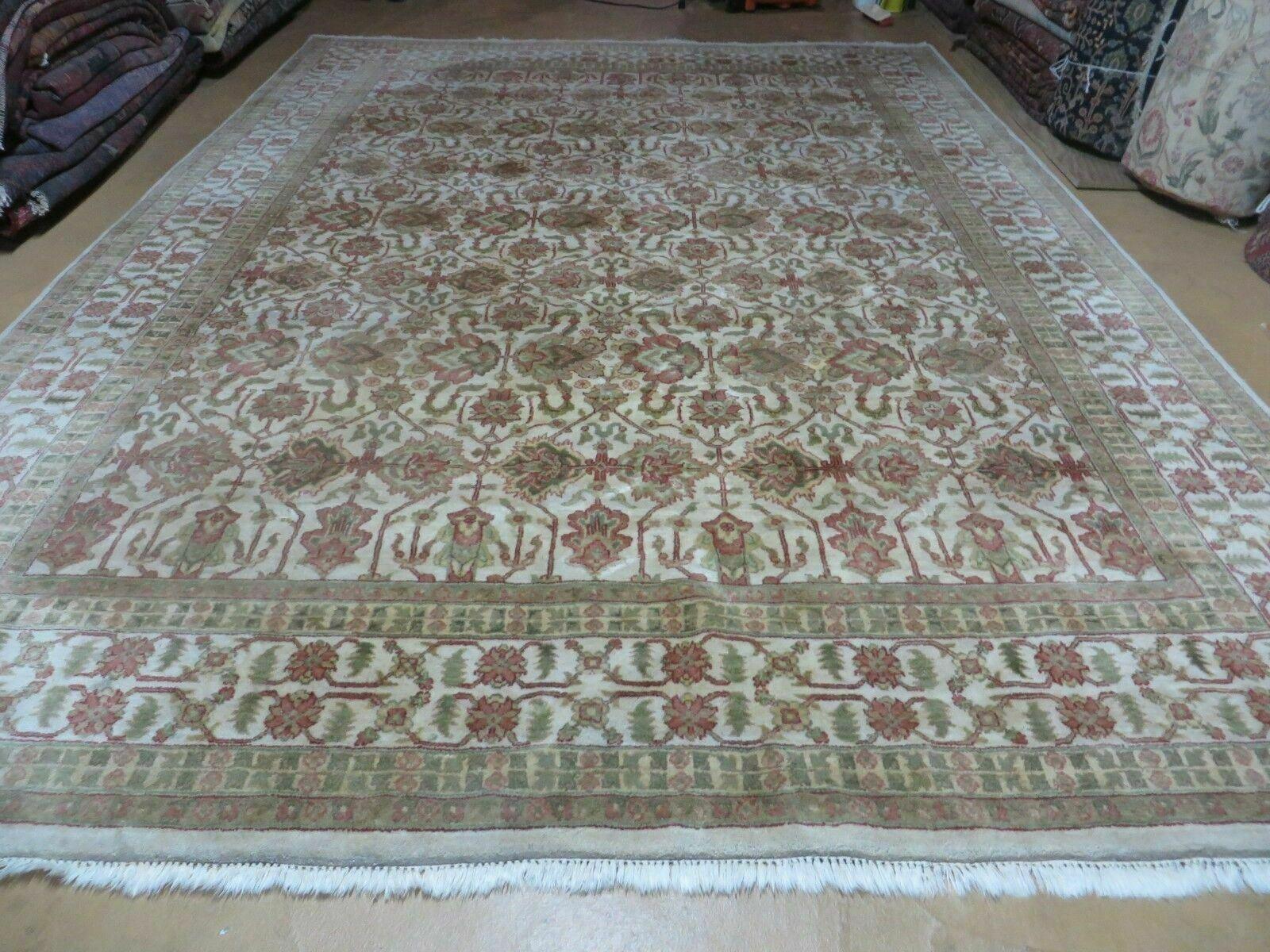 8' 5" X 12' Handmade India Agra Floral Oriental Wool Rug Tea Washed Carpet Nice - Jewel Rugs