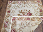 Vintage Chinese Needlepoint Rug 3x4 Hand Woven French Aubusson Floral Design, Flatweave Rug, Beige Area Rug, European Handmade Carpet 3 x 4 - Jewel Rugs