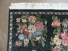 8' X 10' Handmade Pakistan Oriental Wool Rug Carpet Flower Bouquet Black - Jewel Rugs