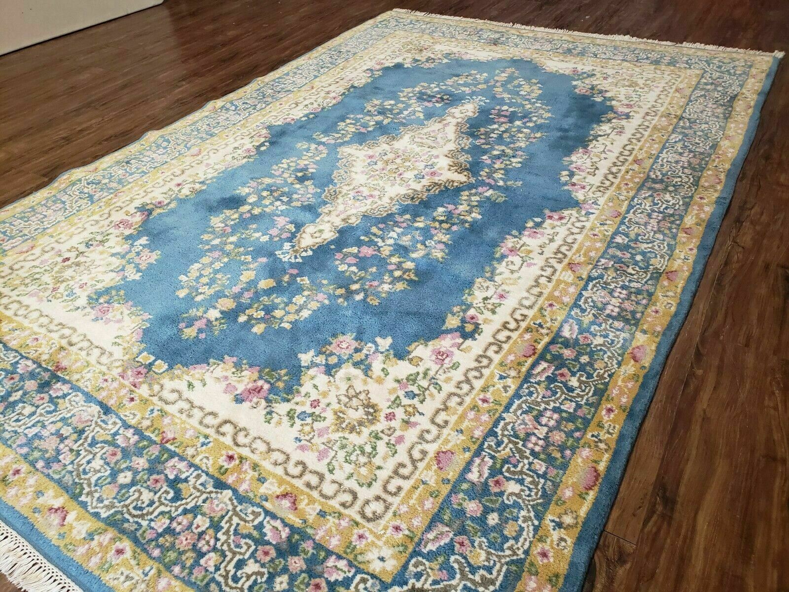 6' X 9' Handmade India Open Field Kirman Wool Rug Carpet Medallion Nice - Jewel Rugs