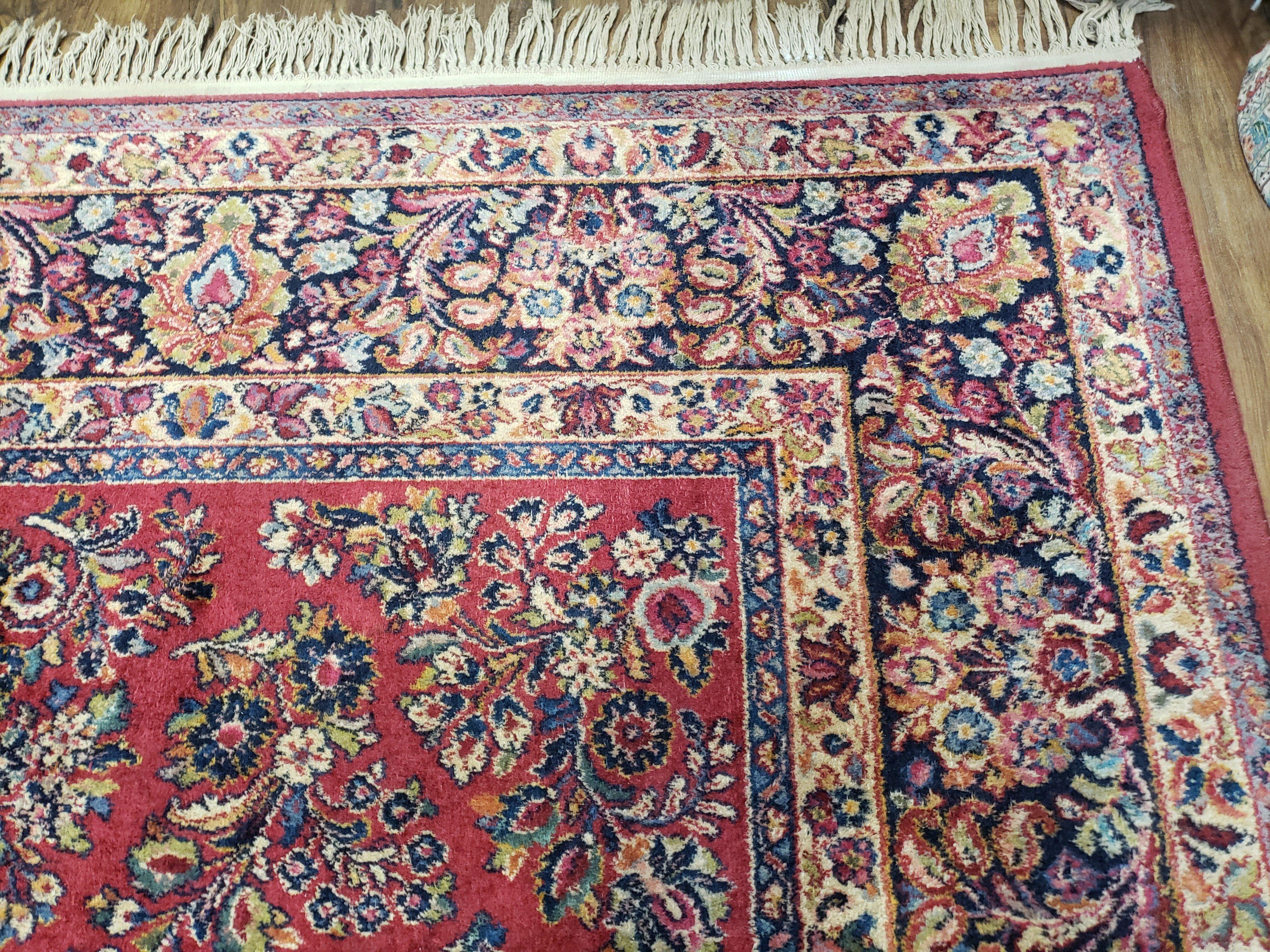 Antique Karastan Rug 8.8 x 12, Sarouk Design #785, USA Made, Red Karastan Wool Carpet, Vintage Karastan Area Rug, Original Karastan w/ Label - Jewel Rugs