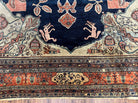 Marvelous and Rare Persian Farahan Rug 9x12, Antique 1920s Persian Carpet, Navy Blue Semi Open Field, Signature from Master Weaver Taftanchian, Animals Bees Monkeys - Jewel Rugs