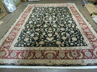 9' X 12' Vintage Handmade Fine Chinese Oriental Floral Wool Rug Silk Black - Jewel Rugs