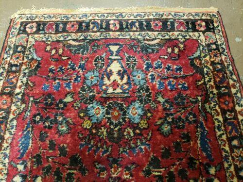 2' 7" X 6' 7" Antique Handmade Wool India Floral Oriental Short Runner Rug Red - Jewel Rugs