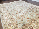 8' X 10' Vintage Handmade Oriental Floral Wool Rug Silk Accent Taupe Green Nice - Jewel Rugs