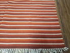 Large Striped Woolen Handmade Throw Blanket, Twin Size Bedding Hand-Woven, Indian Kilim Area Rug, 6x8 - 7x8, South American Style Textile - Jewel Rugs