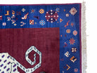 5 X 7 Handmade Zagros Wool Rug Snow White Panther Maroon Blue Organic Dyes - Jewel Rugs