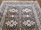 Antique Persian Kashan Rug, Midnight Blue & Ivory, Hand-Knotted, Wool, 4' 8" x 7' 4", Pair B - Jewel Rugs