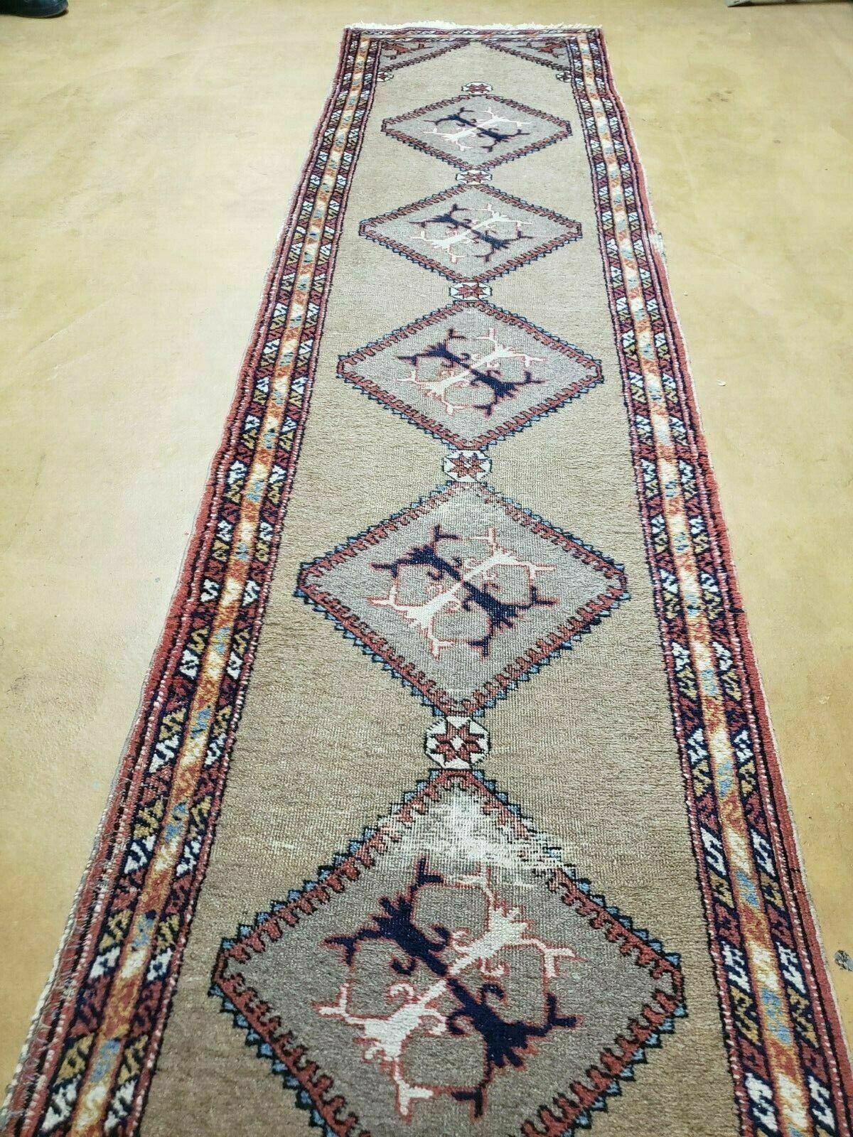 2'4" X 11' Antique Handmade Turkish Wool Rug Runner Carpet Camel Hair Nice - Jewel Rugs