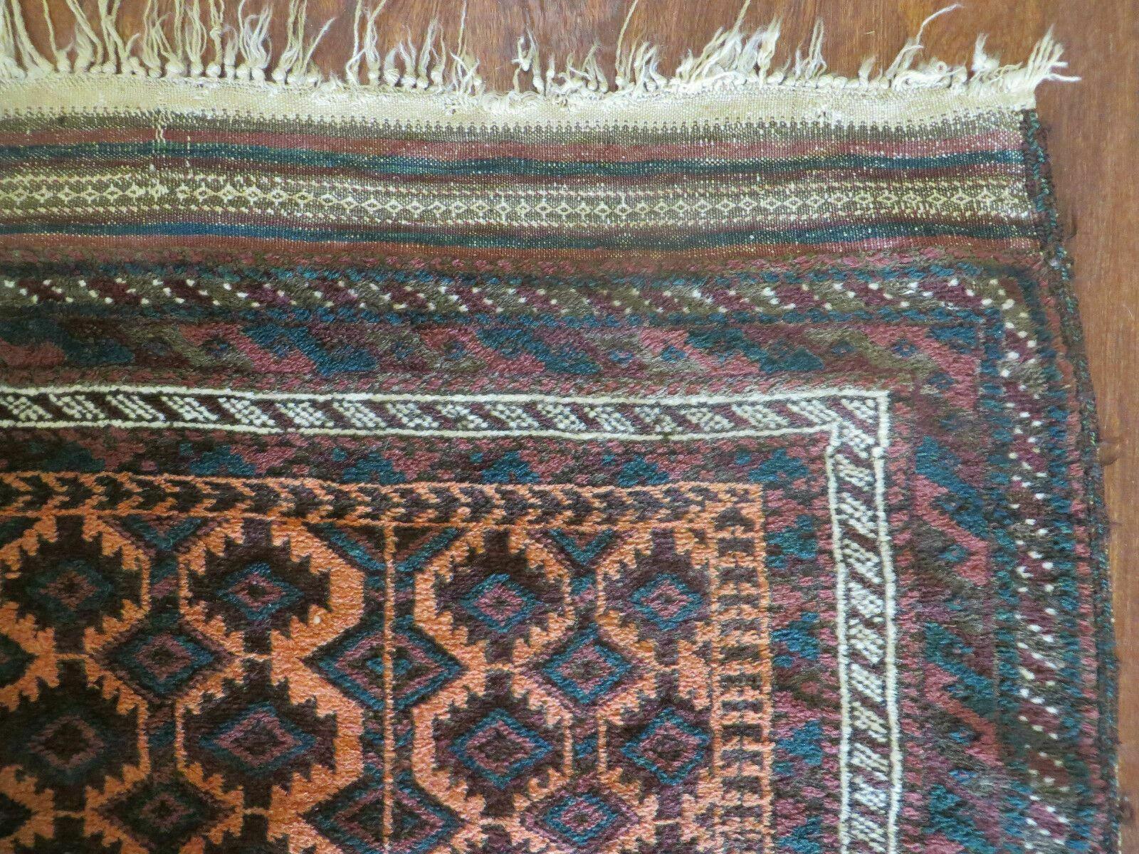 3' X 6.5' Antique Handmade Pakistani Balouch Wool Rug Kilim Borders - Jewel Rugs