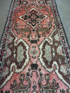 2' 8" X 10' 5" Antique Handmade India Floral Wool Runner Rug Rusted Red # 125 - Jewel Rugs