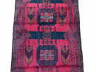 2' 10" X 4'6" Vintage Handmade Tribal Wool Rug Balouchi Rug Afghan Rug Red Black - Jewel Rugs