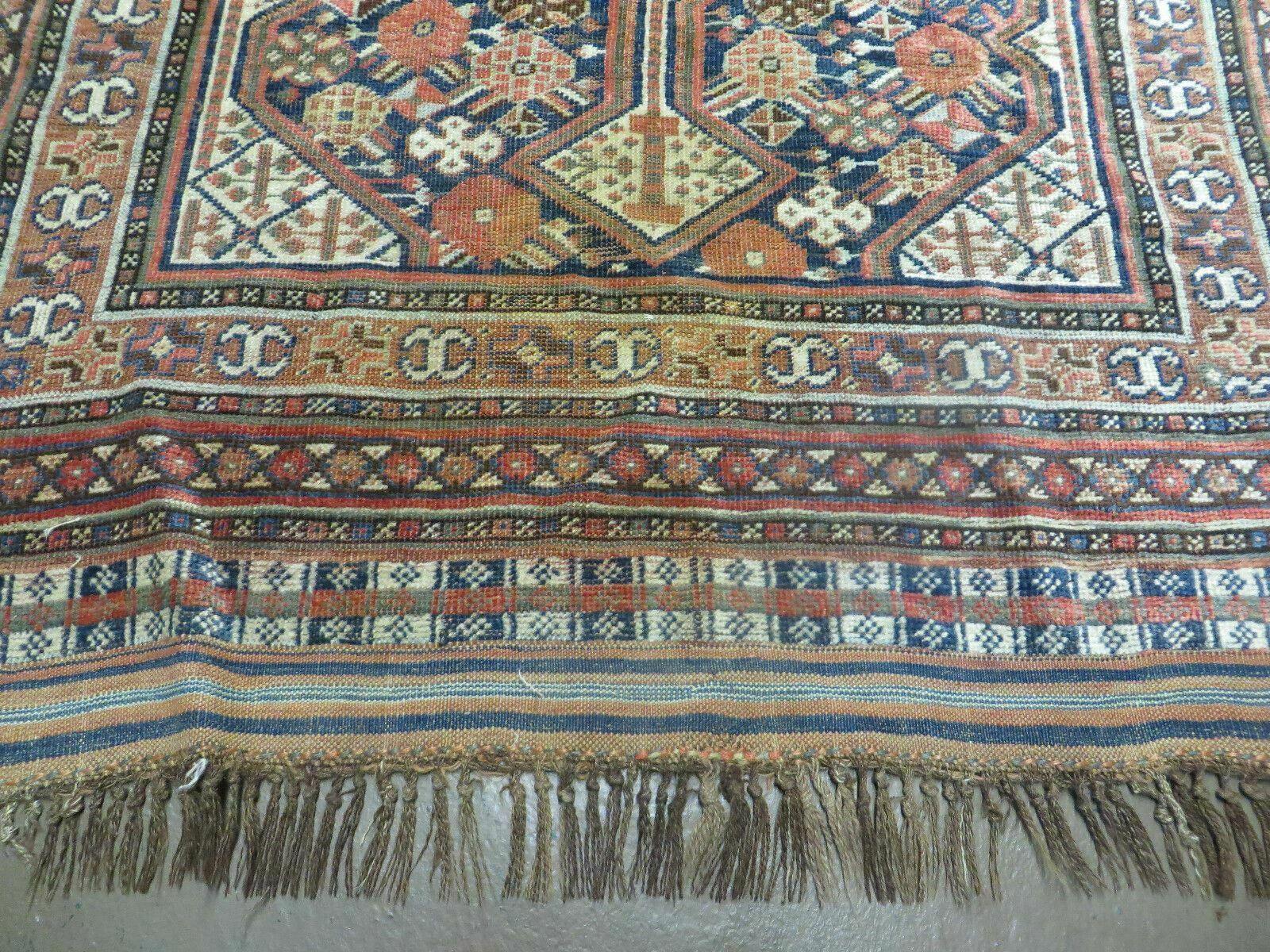 4' X 6' Antique Handmade Caucasian Geometric Tribal Oriental Wool Rug Nice - Jewel Rugs