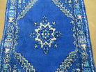 2'6" X 4'6" Vintage Hand-knotted Handmade Moroccan Urban Rabat Blue and Beige Wool Accent Rug - Jewel Rugs