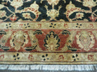 8' X 9' Handmade Pakistan Wool Cotton Rug Peshawar Black Floral Nice # 200C - Jewel Rugs