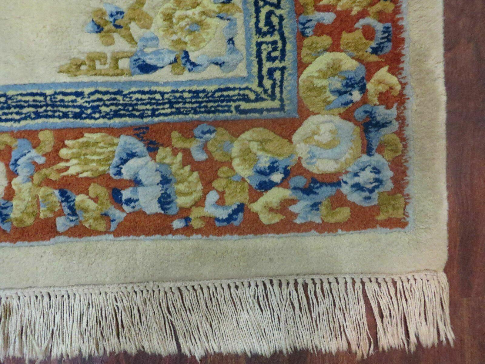 4' X 6' Vintage Handmade Indo Chinese Wool Rug Nice - Jewel Rugs