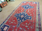 Antique Handmade India Geometric Oriental Wool Rug Vegetable Dye Runner Red - Jewel Rugs