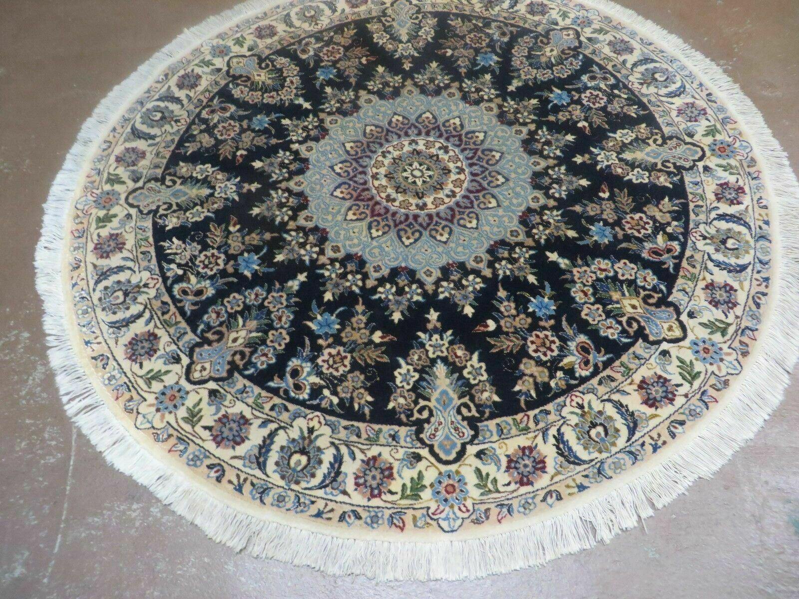 4' Handmade Ultra Fine India Floral Wool Rug Carpet Round Silk Accents Nice - Jewel Rugs