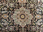 Wonderful Silk Turkish Hereke Rug 3x4, Fine Silk Oriental Carpet, Authentic Hereke Rug, Signature from Master Weaver, Floral Medallion Black - Jewel Rugs