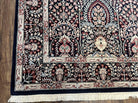 Fine Indo Kirman Persian Rug 3'9" x 6', Floral Allover Millefleurs, Persian Vase Rug Vintage Oriental Carpet Wool Handmade Black Indian Rug - Jewel Rugs