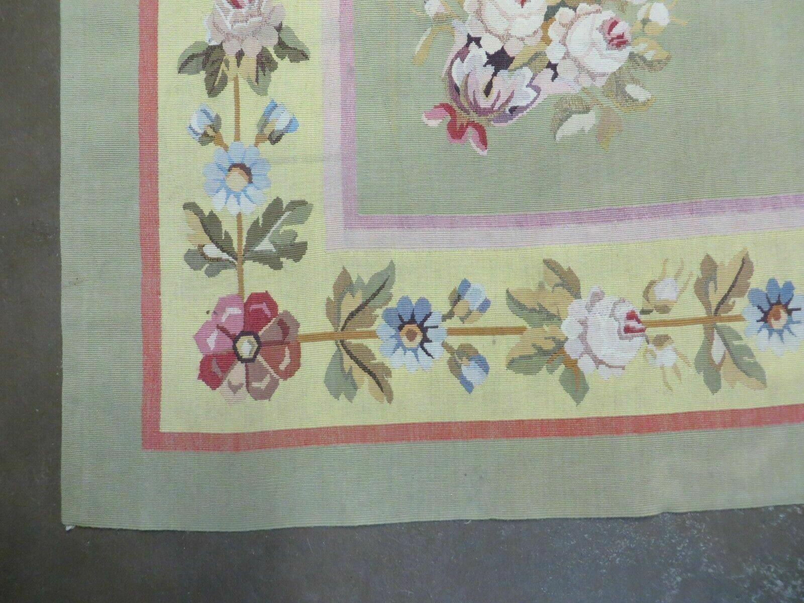 5' X 7' Vintage Handmade Aubusson Needlepoint Flat Pile Weave Wool Rug Nice - Jewel Rugs