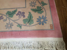 8' X 10' Vintage Handmade Chinese Art Deco 120 Lines Wool Rug Flowers Beige Wow - Jewel Rugs