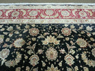 9' X 12' Vintage Handmade Fine Chinese Oriental Floral Wool Rug Silk Black - Jewel Rugs