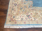 Vintage Persian Kirman Rug, Light Blue Beige Cream, Hand-Knotted, Wool, 9' x 11' 11", 9x12 - Jewel Rugs