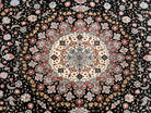 Marvelous Persian Tabriz Rug 7x10 ft, Super Fine 50 Raj, 300+ KPSI, Black and Rust Red, Floral Medallion Handmade Wool Oriental Carpet, Top Quality - Jewel Rugs