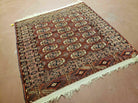 4' X 4' Antique Handmade Turkoman Bokhara Balouch Woven Wool Rug Brick Red Nice - Jewel Rugs