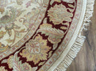 7' Vintage Round Handmade Indian Agra Wool Rug Tea Washed Veg Dyes Nice - Jewel Rugs