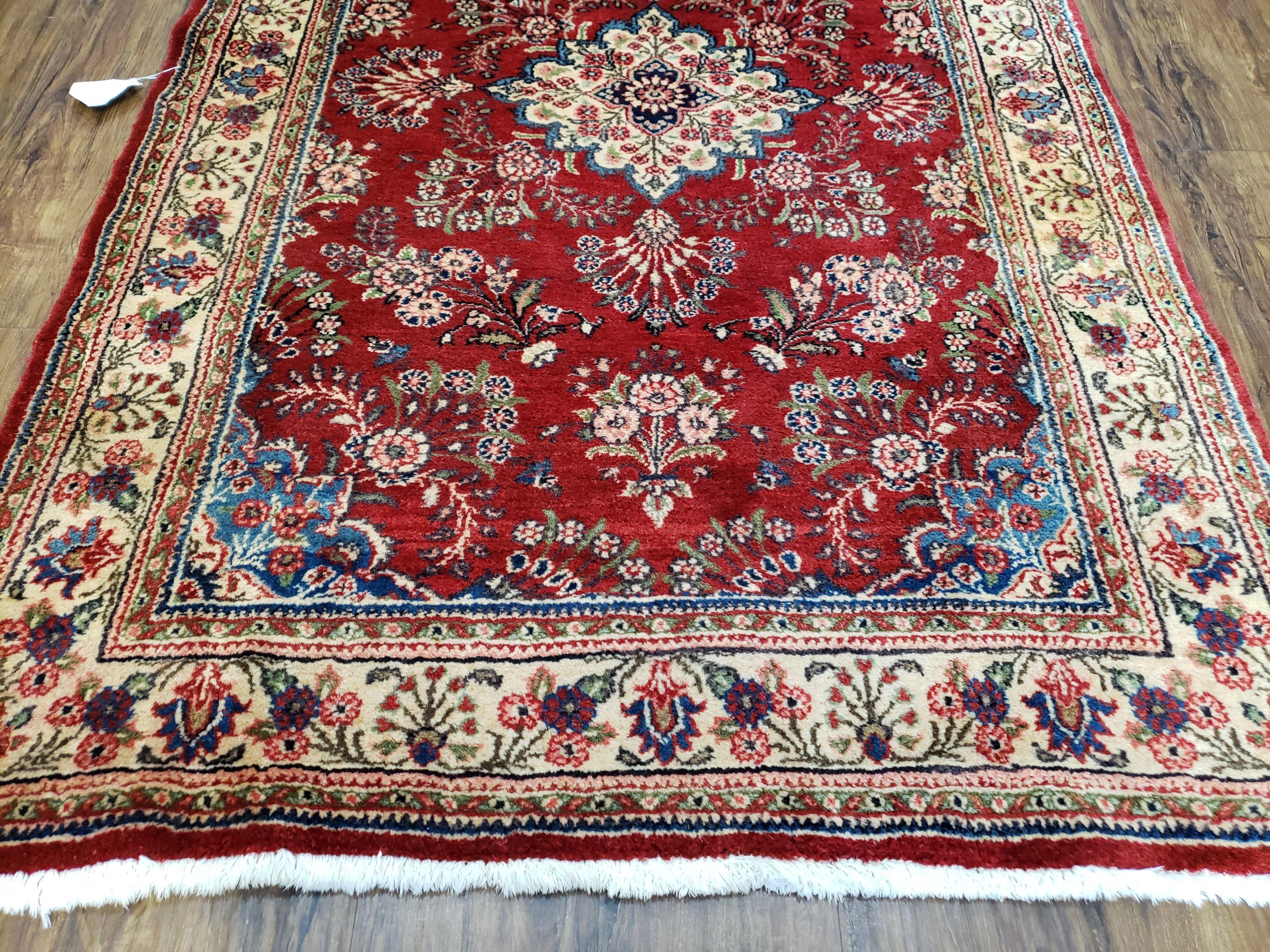 Semi Antique Persian Ghazvin Rug, Wool, Hand-Knotted, 4' 3" x 6' 4" - Jewel Rugs